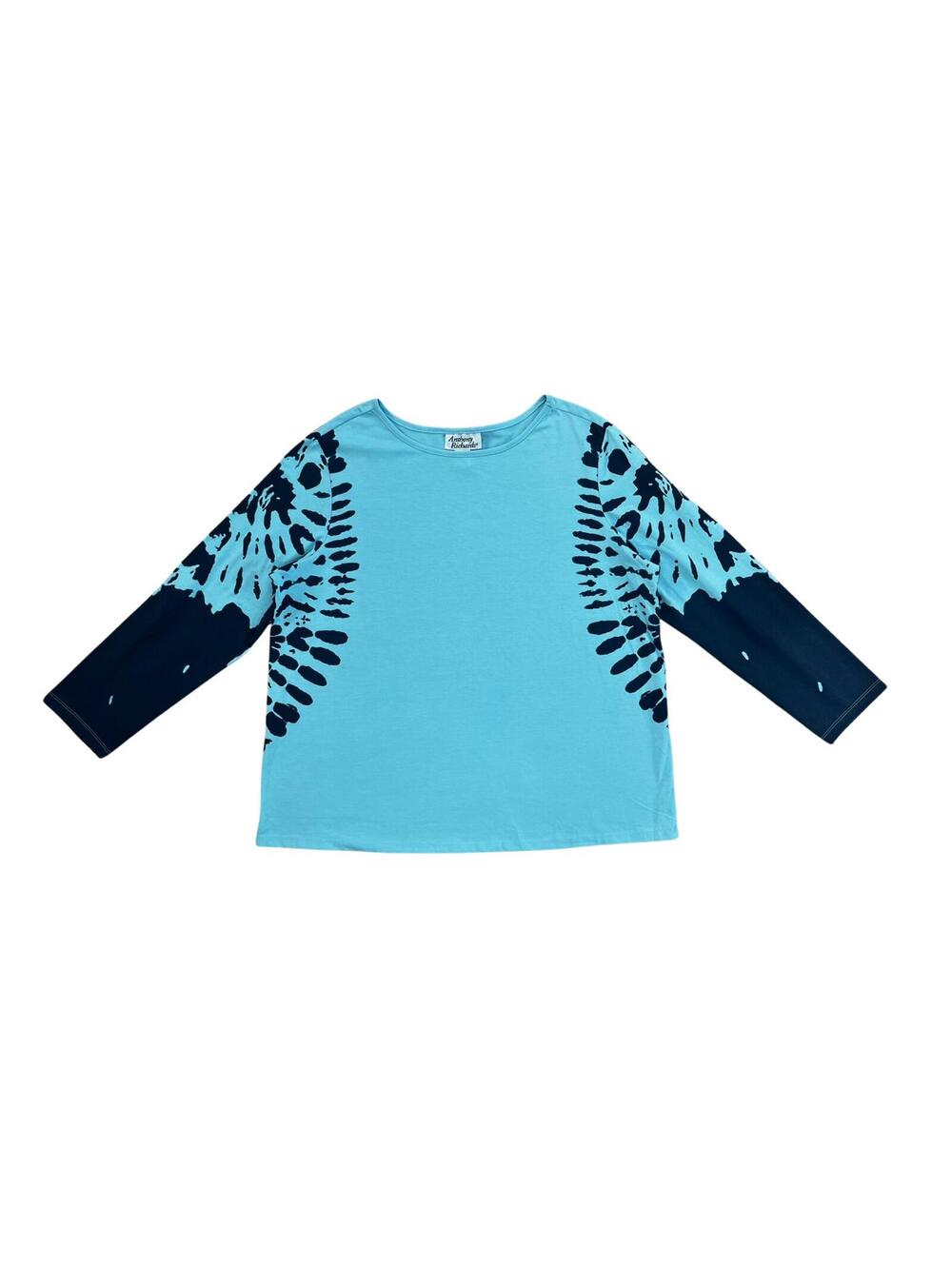 Anthony Richards Tie Dye Top Womens 1X Blue Long Sleeve Stretch Boho Beachy